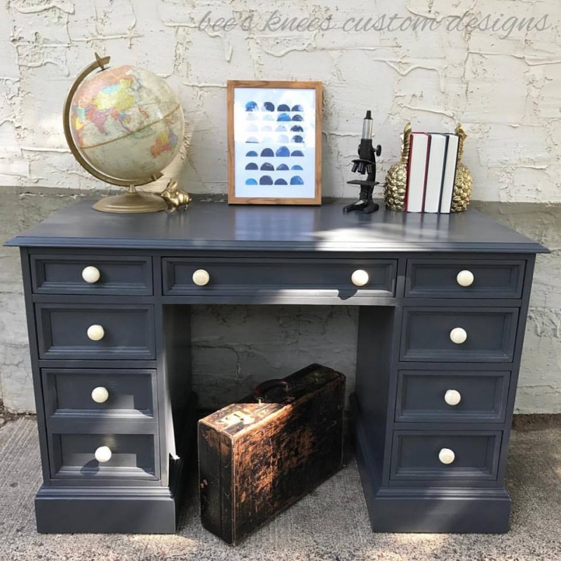 Dashing Desk Decked with Queenstown Gray Milk Paint General Finishes