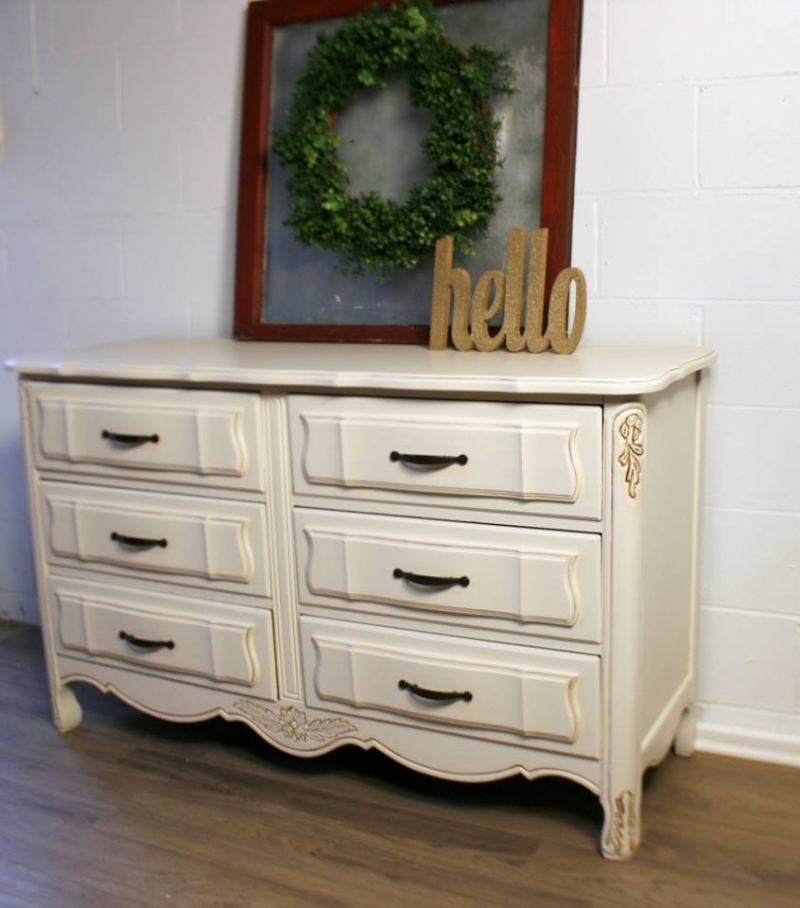 Dresser in Antique White & Van Dyke Brown Glaze General Finishes