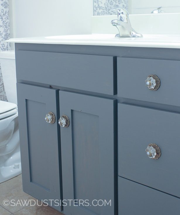 Gray Gel Stained Bathroom Vanity, How To Use Gel Stain On Bathroom Cabinets