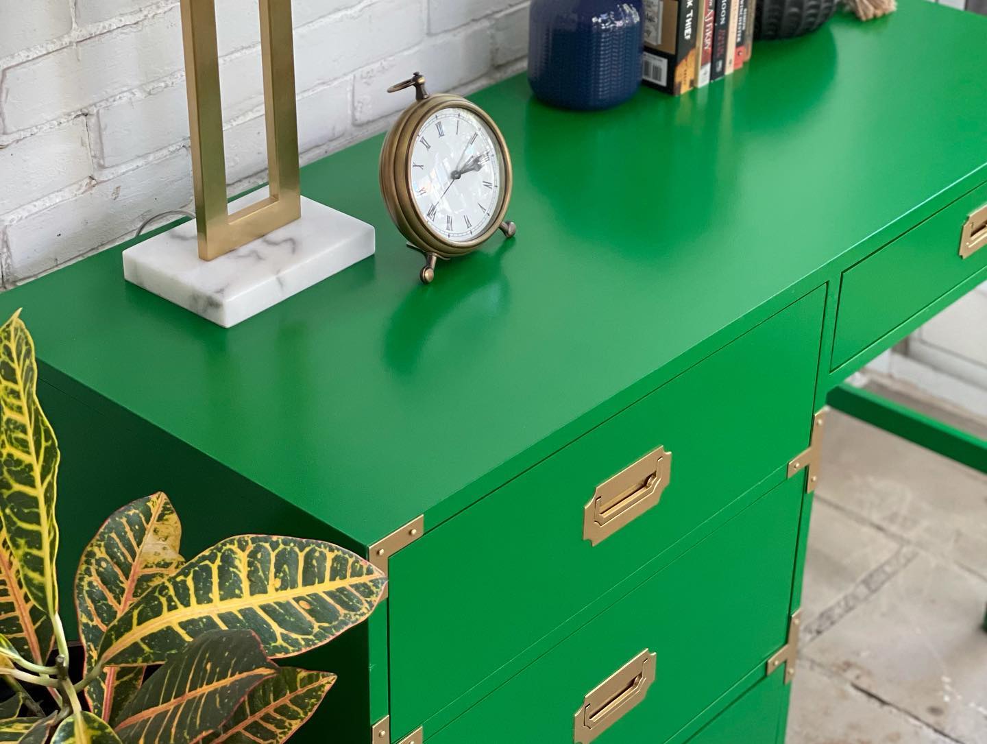 Emerald Green Painted Desk Makeover - Thirty Eighth Street