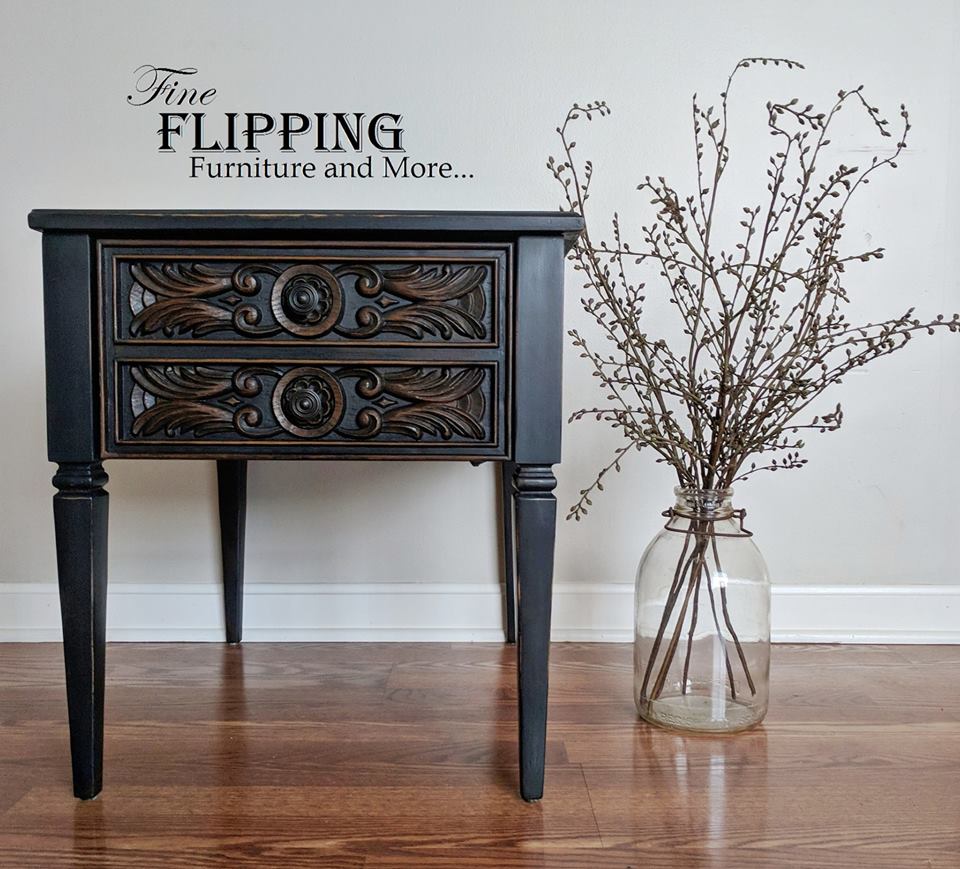 Lamp Black and Java Gel Stained Side Table | General Finishes Design Center