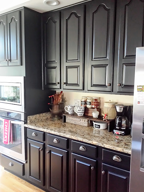 painted black kitchen cabinets before and after