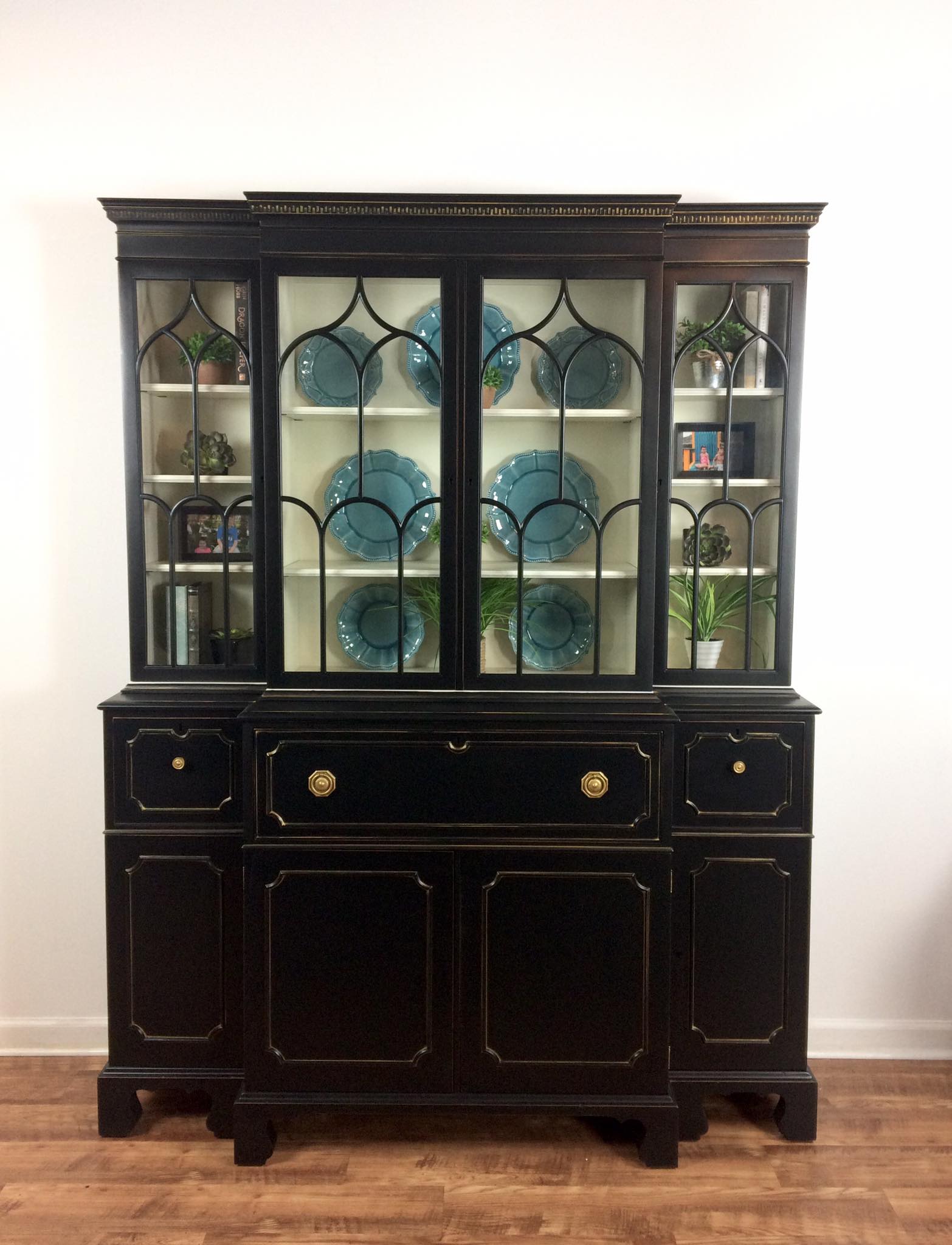China Cabinet in Lamp Black & Antique White Milk Paint ...