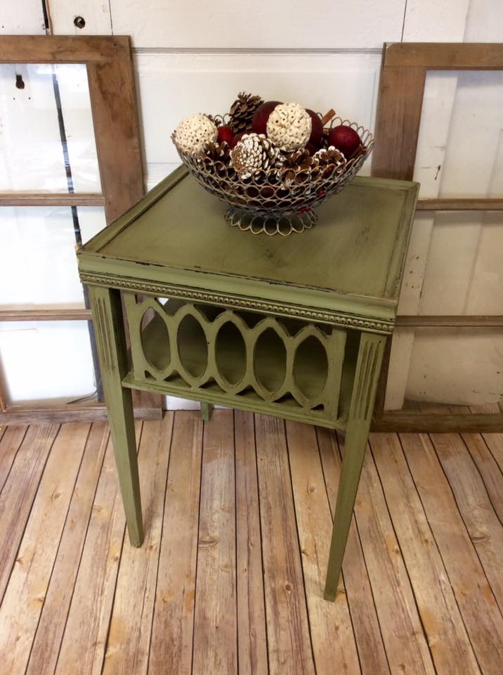 Accent Table in Nantucket Green Chalk Style Paint 