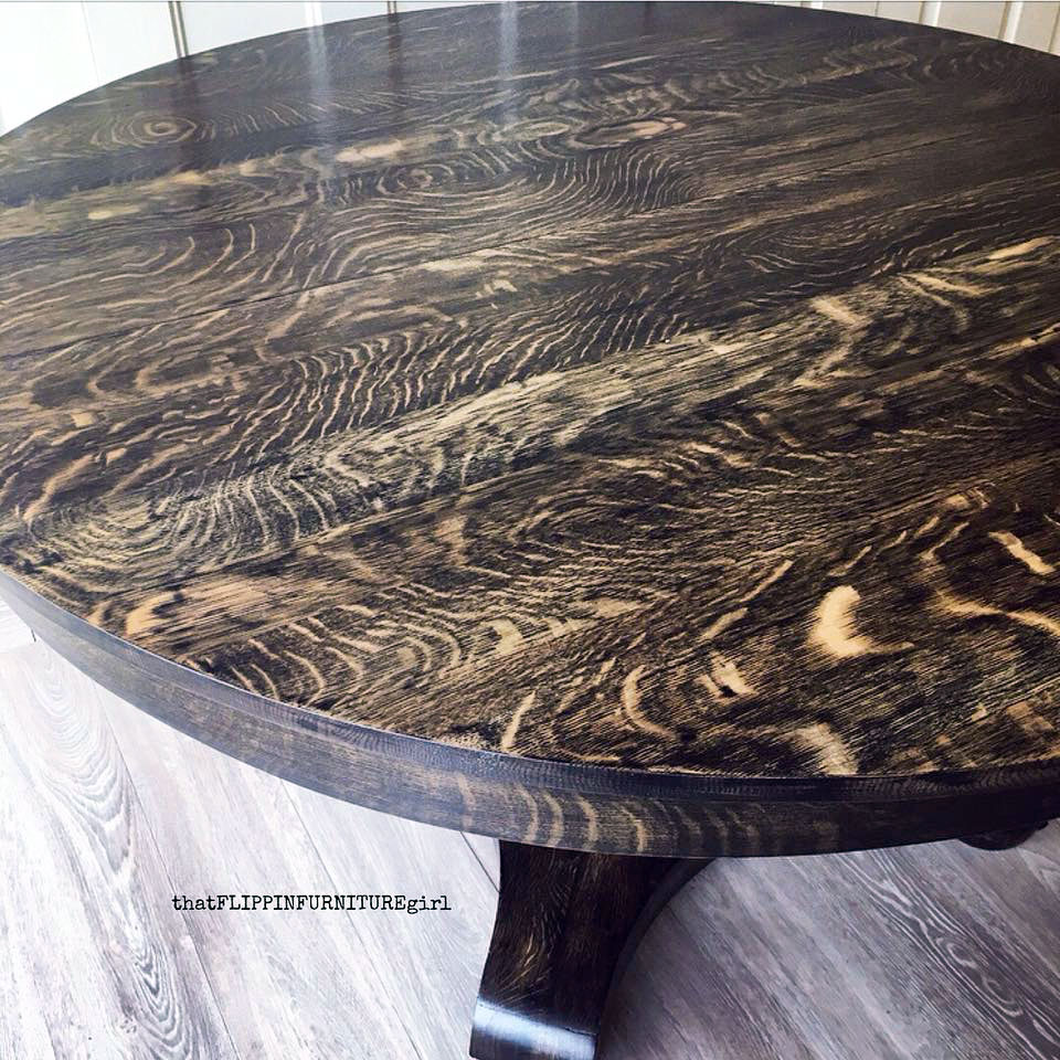 Black stained shop wood table