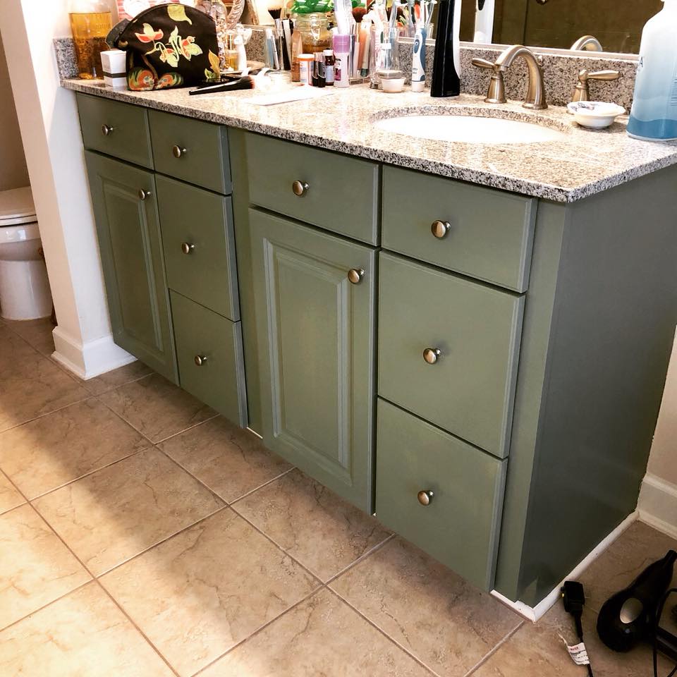 Double Vanity in Basil Milk Paint | General Finishes ...