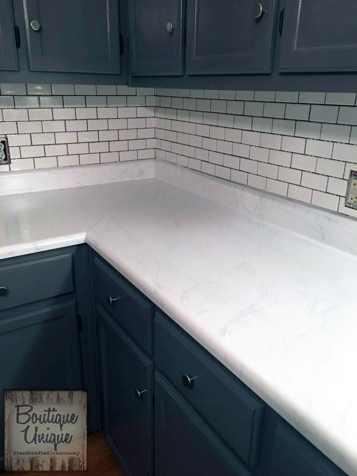 "Carrara Marble" Countertop with GF Milk Paint | General Finishes