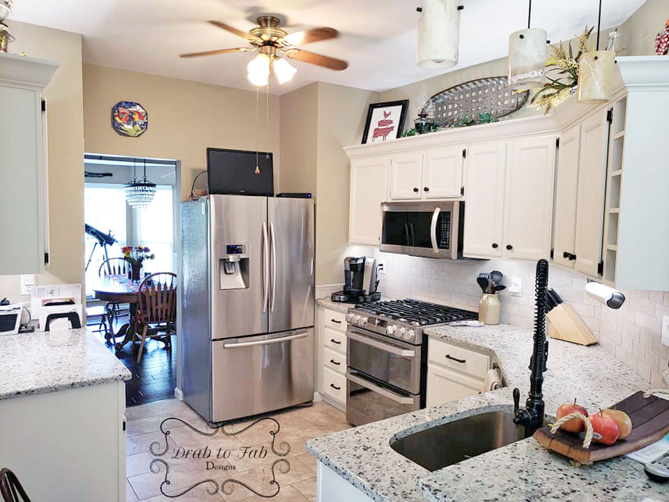 Custom Blended Antique White and Snow White Kitchen Cabinet Refresh | General Finishes Design Center