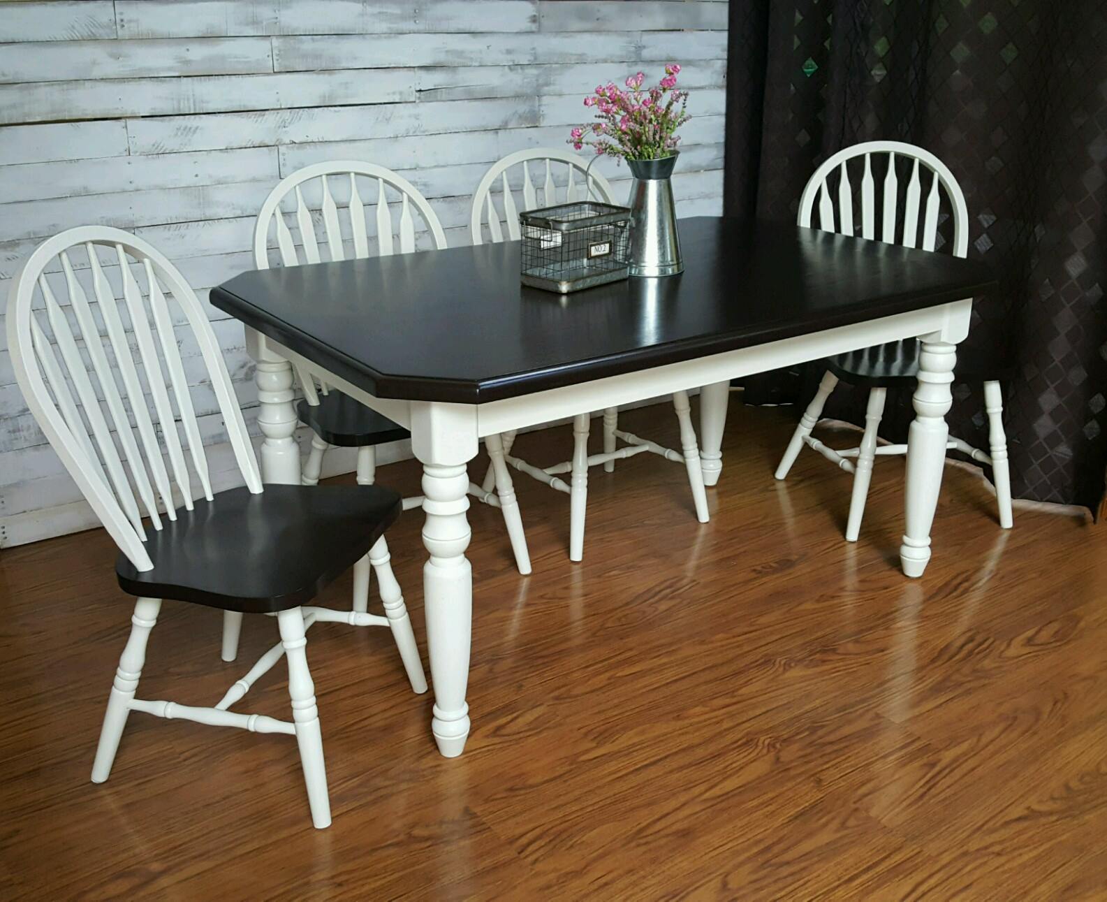 farmhouse table set in antique white  java  general