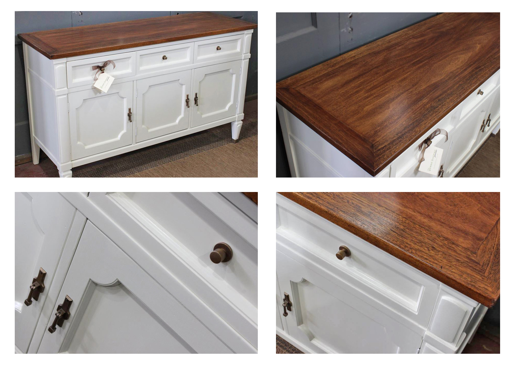 Buffet in Antique White Milk Paint and Brown Mahogany Gel Stain 