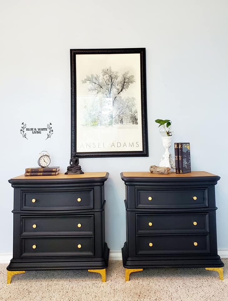 Black nightstand clearance gold hardware