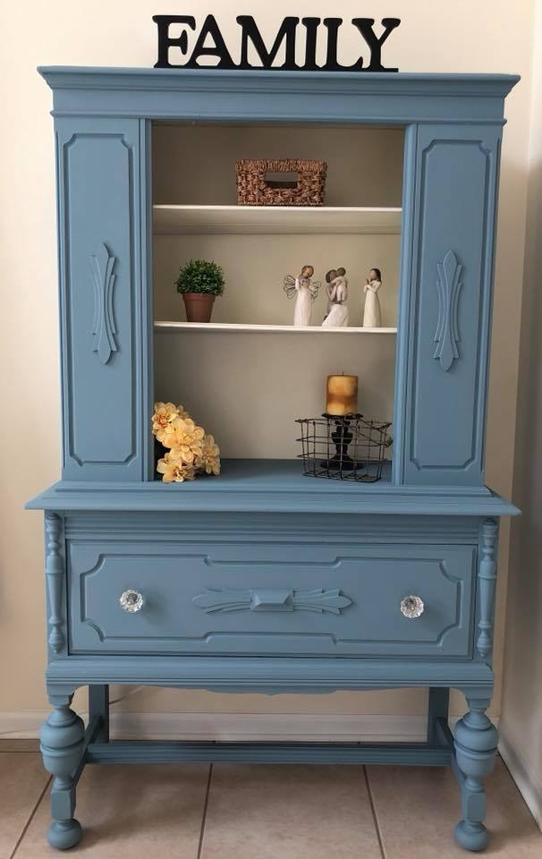 Cabinet in Stillwater Blue & Antique White  General Finishes Design Center