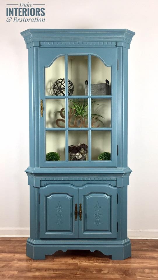 Charleton Blue and Antique White Corner Hutch General Finishes