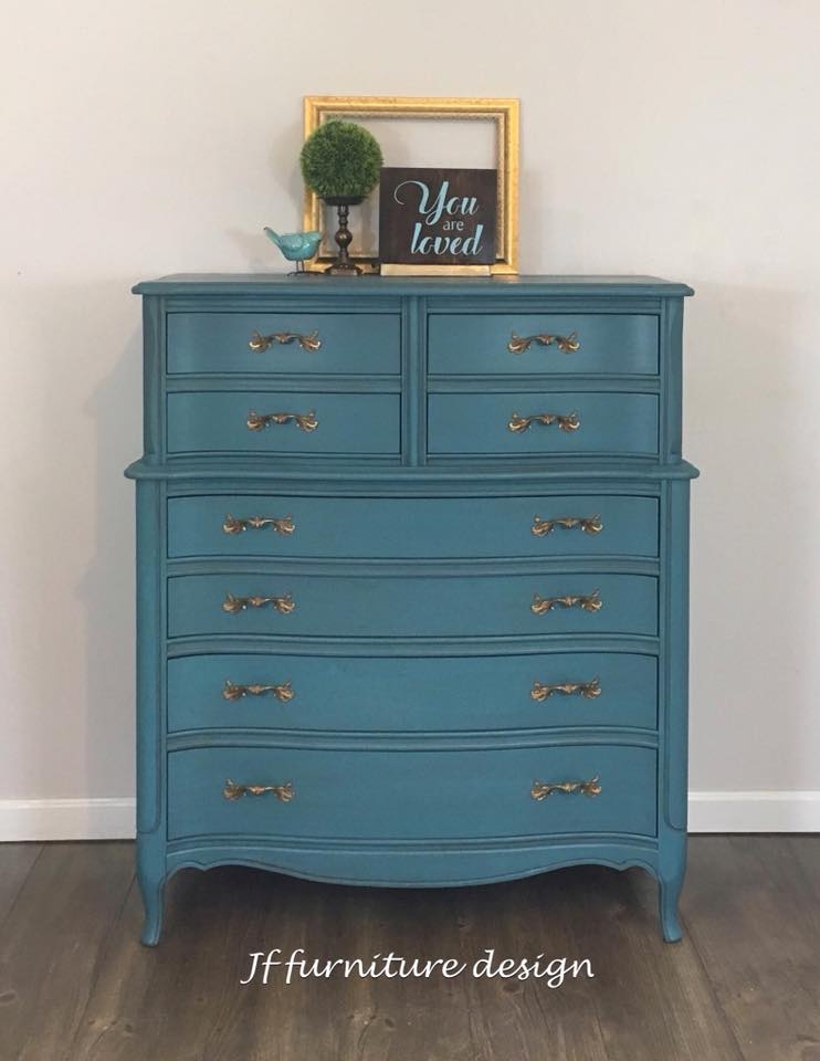 French Provincial Dresser In Custom Deep Teal General Finishes