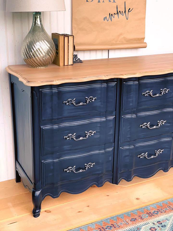 Black Glazed Coastal Blue Dresser General Finishes Design Center   Scd Blue Erin 20191129 Re Luvd Furniture Dresser Top Coastal Blue Milk Paint General Finishes 