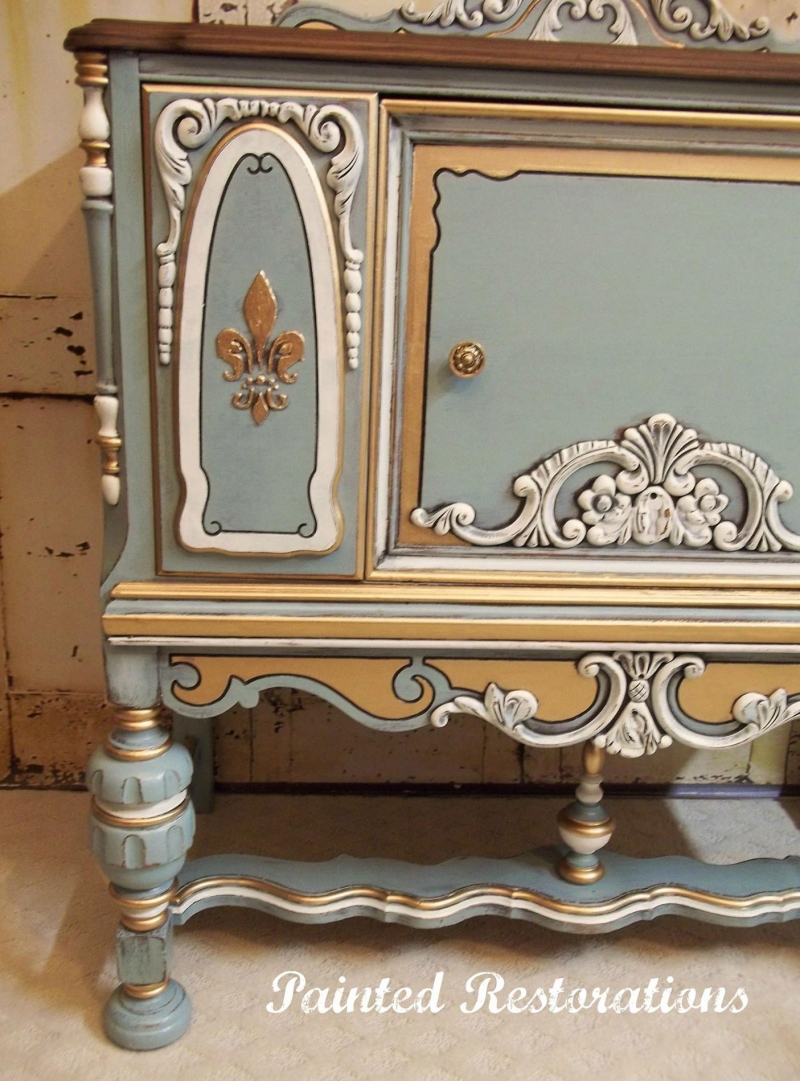Ornate Vintage Cabinet in Persian Blue | General Finishes Design Center