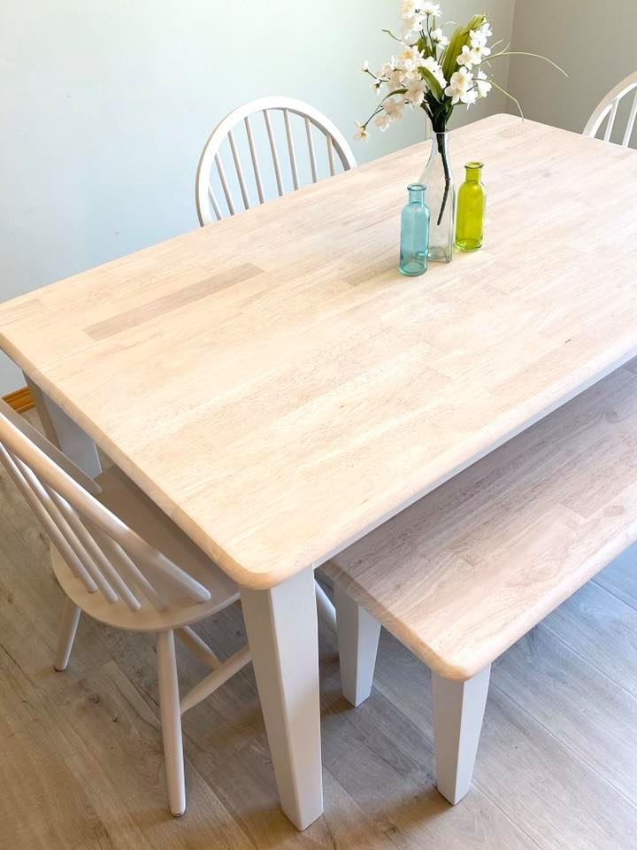 white stained wood table