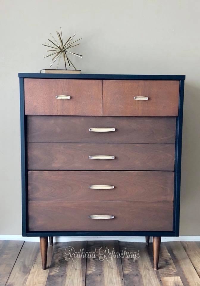 Black dresser mid store century modern