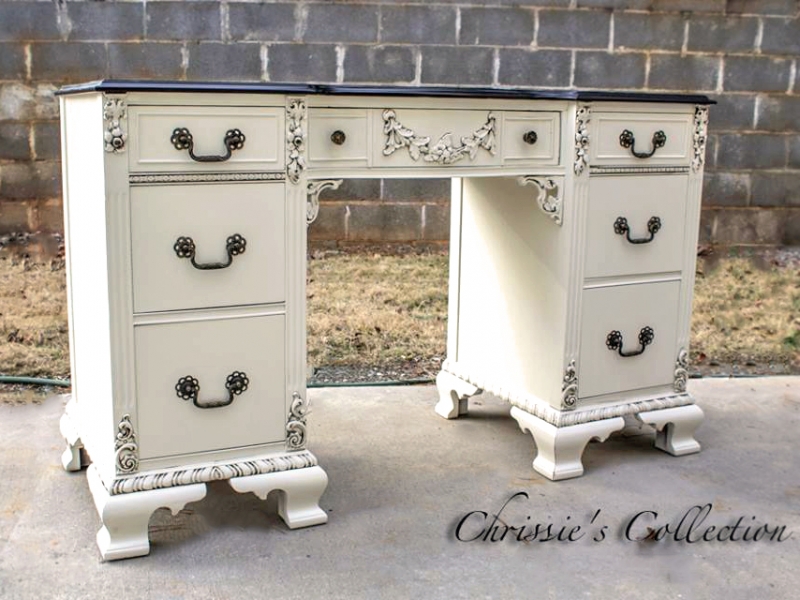 Divine Vintage Desk In Java And Antique White General