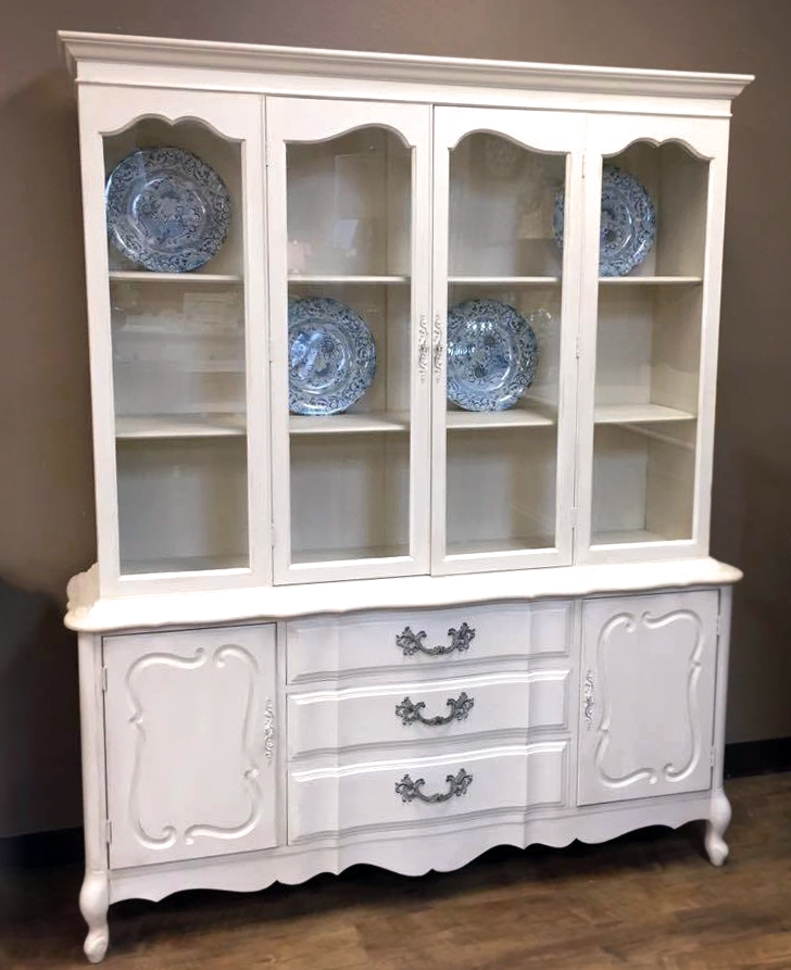 Vintage white best sale china cabinet