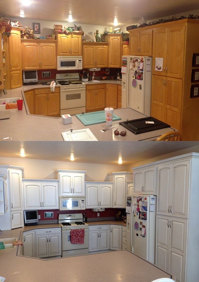 Snow White and Van Dyke Brown Kitchen Cabinets General Finishes