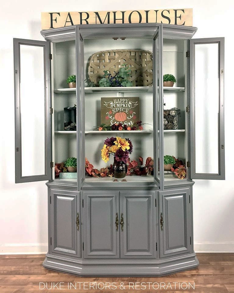 Gray China Cabinet General Finishes, Grey China Cabinet With Hutch