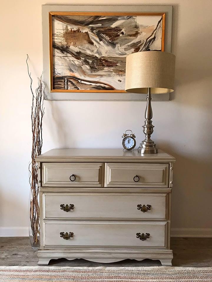 Stylish Dresser In Seagull Gray And Van Dyke Brown General