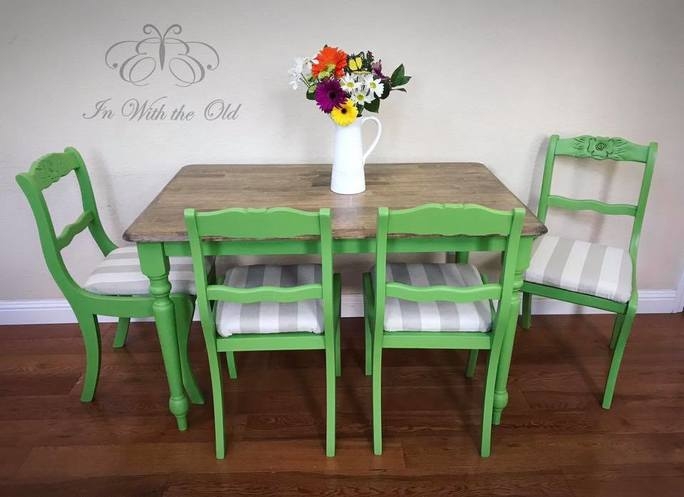 lime green dining table and chairs