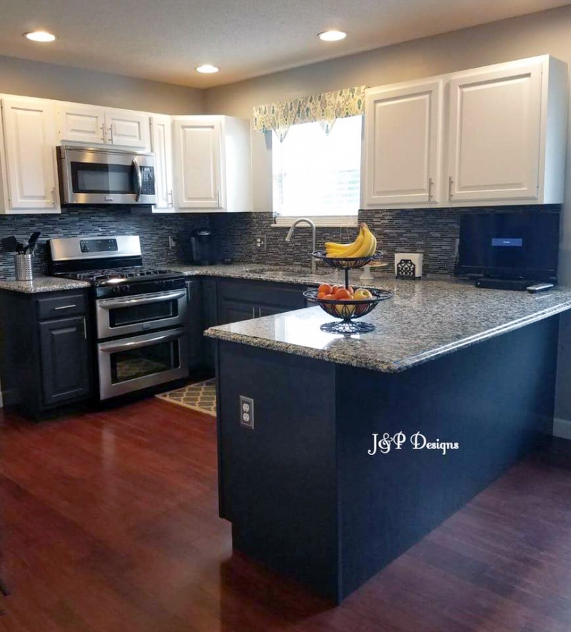 Kitchen Cabinet Makeover  in imitation of General Finishes Snow White  