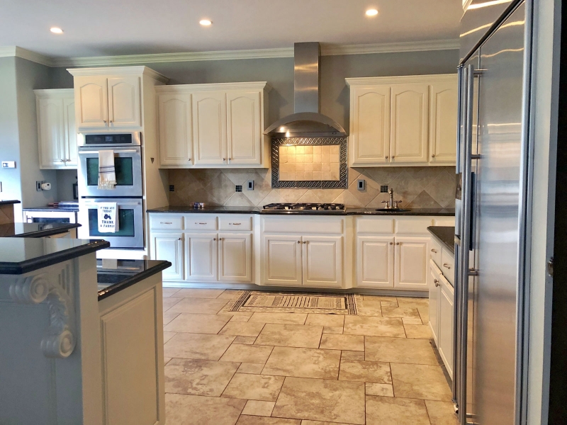 kitchen design idea antique white cabinet