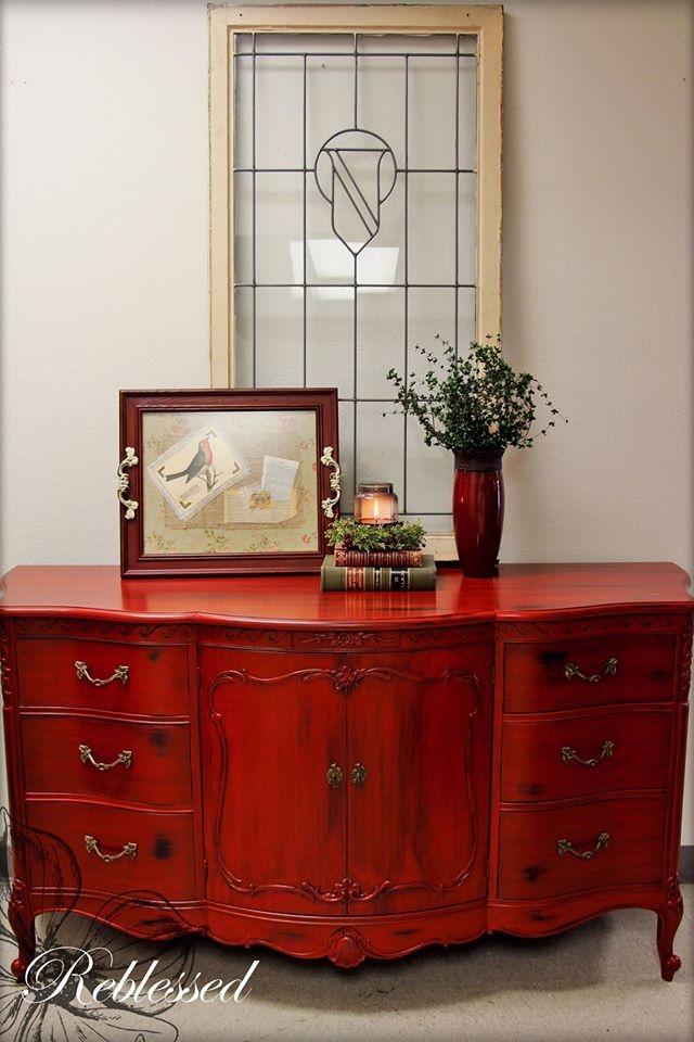 Milk Paint General Finishes Buffet In Brick Red Milk Paint And Black Glaze