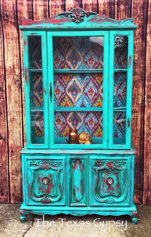 Boho Chic Hutch in Patina Green & Holiday Red Milk Paint | General ...