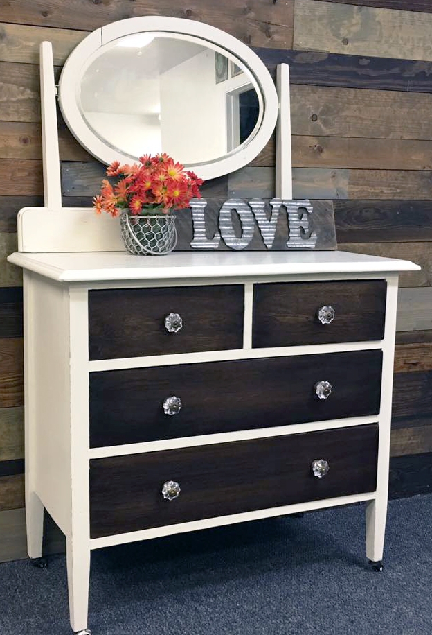 Gel Stain And Antique White Milk Paint Dresser General Finishes