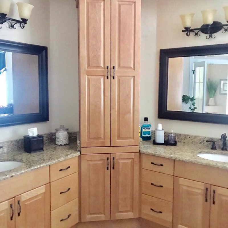 Antique white cabinets bathroom