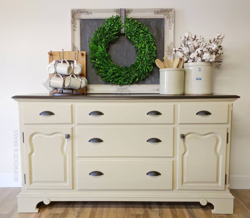 Delightful Buffet In Millstone Milk Paint General Finishes Design Center   Scd White Mikayla 20170209 Boxwood And Brass Buffet Millstone Milk Paint 01 General Finishes 