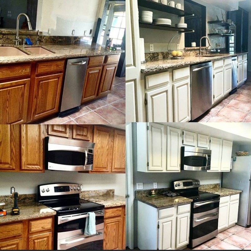 Cabinets in Antique White Milk Paint | General Finishes ...