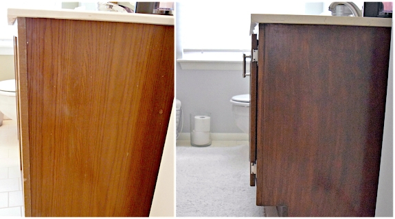 Antique Walnut Bathroom Vanity Makeover General Finishes Design Antique Walnut Bathroom Vanity Makeover