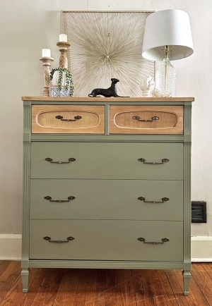 Solid Wood Olive Green Dresser