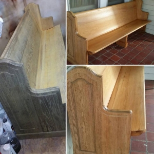 Water Based Exterior 450 Clear Outdoor Wood Finish General Finishes Church Pew Makeover In Amber Dye Stain