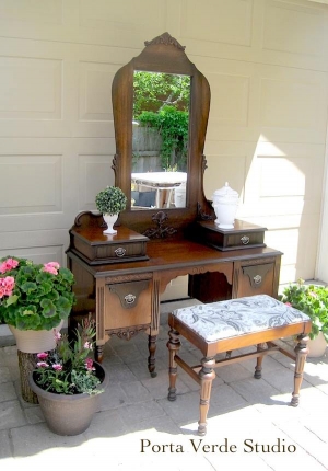 Antique Washstand refinished in Lime Green