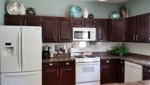 Brown Mahogany General Finishes Design Center Custom Mixed Gel Stained Kitchen Cabinets