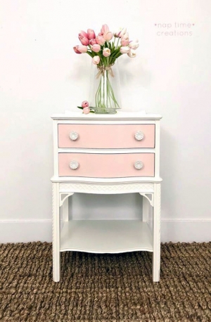 pale pink bedside table